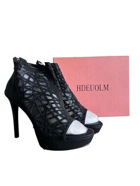 Hdeulolm Women's Crystal Stiletto Platform Sandal Shoe Boot Size 11 #B1491